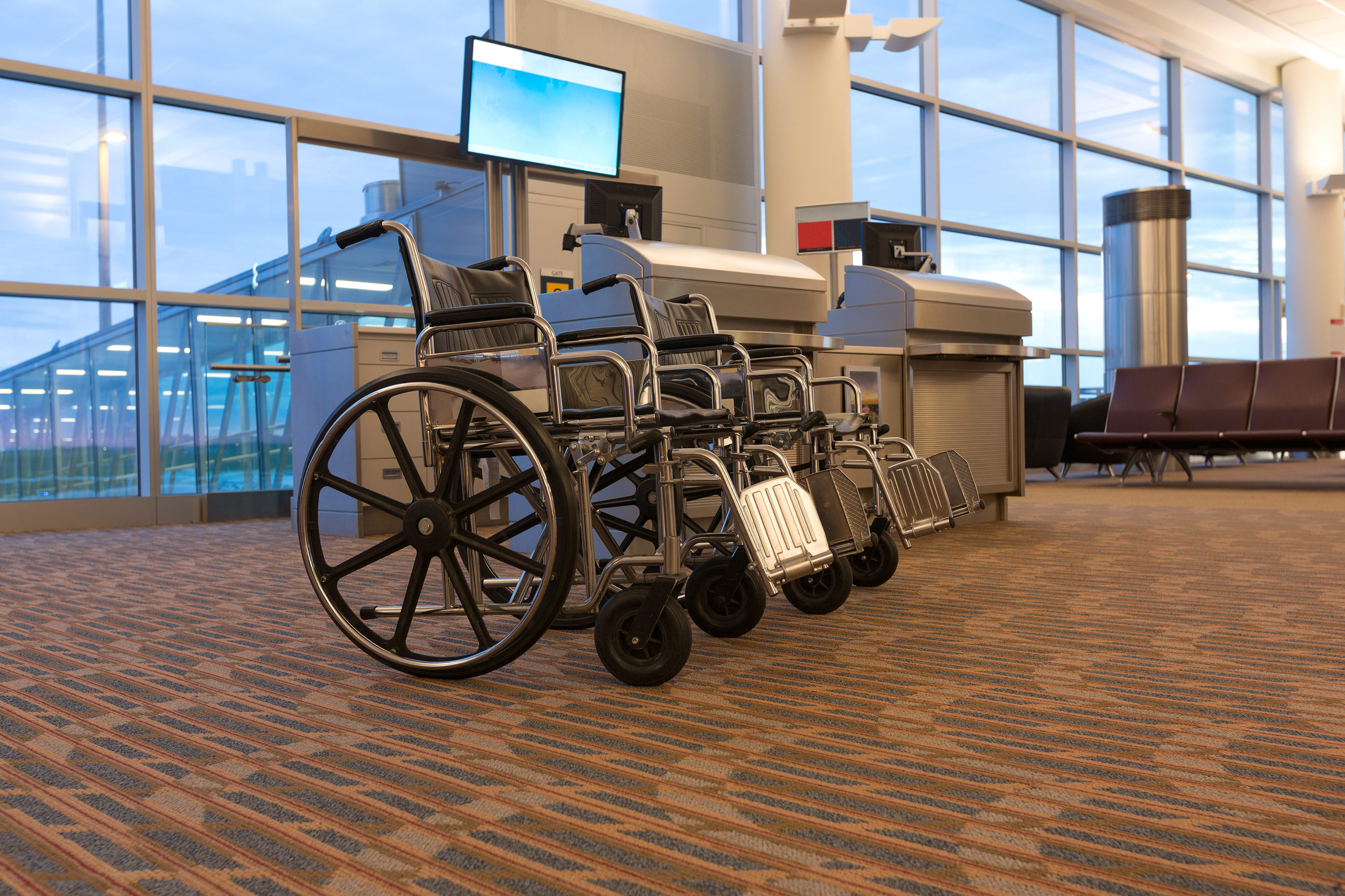 Wheelchairs in an airport